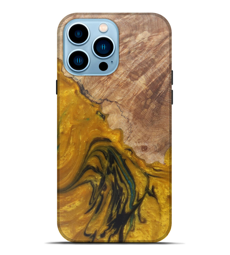 iPhone 14 Pro Max Wood+Resin Live Edge Phone Case - Neil (Metallic, 590641)