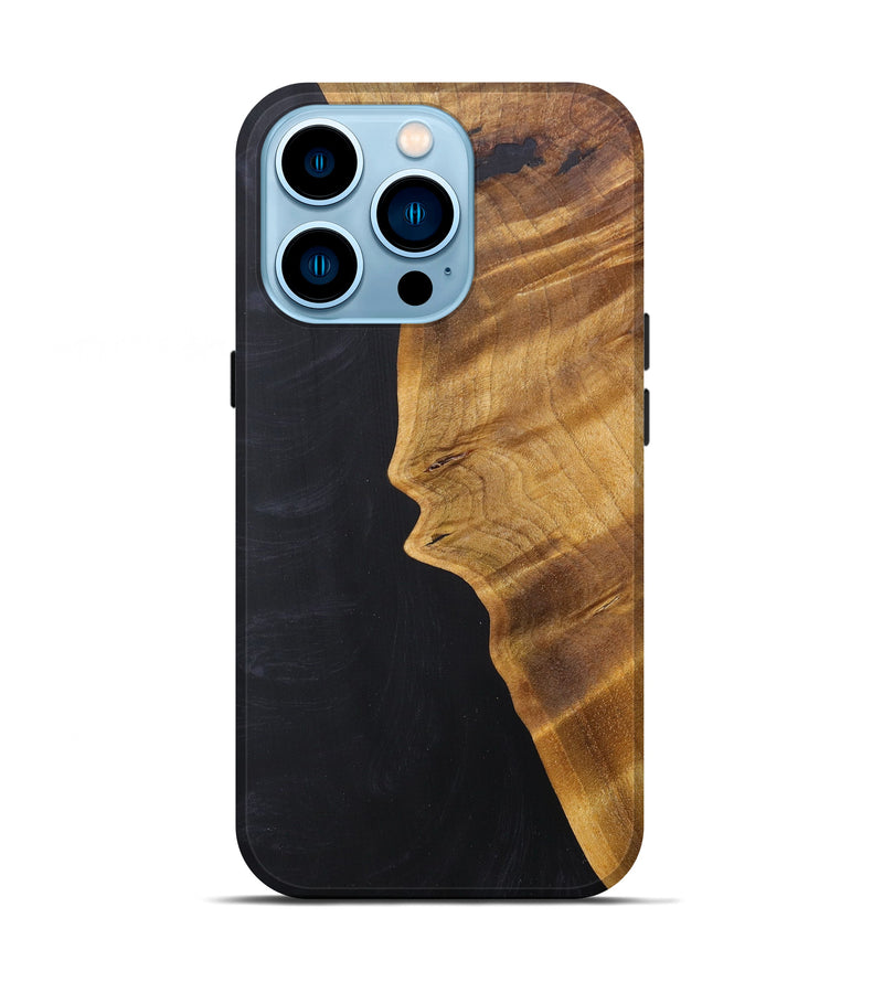 iPhone 14 Pro Wood+Resin Live Edge Phone Case - Shari (Pure Black, 607141)
