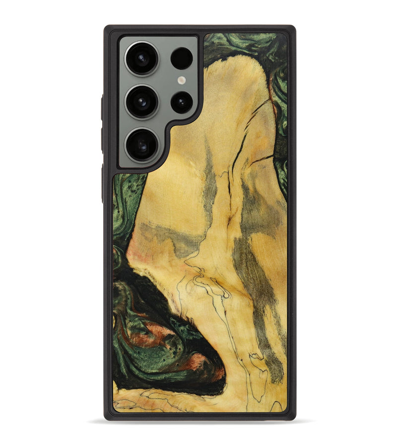 Galaxy S23 Ultra Wood+Resin Phone Case - Amber (Green, 620897)