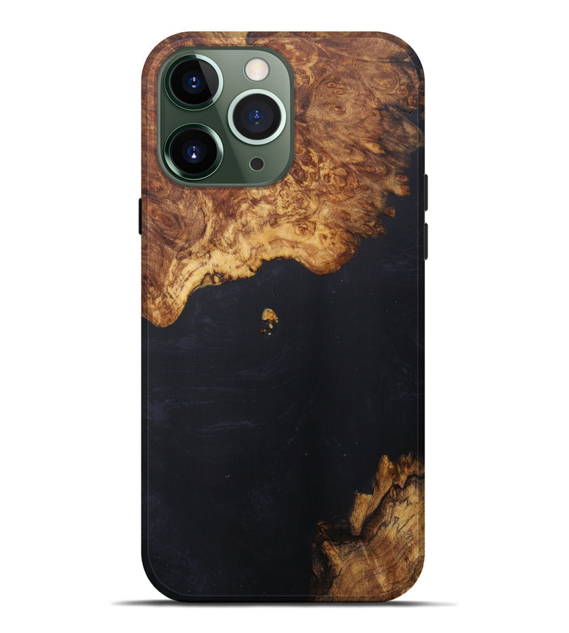 iPhone 13 Pro Max Wood+Resin Live Edge Phone Case - Alexandru (Pure Black, 600536)