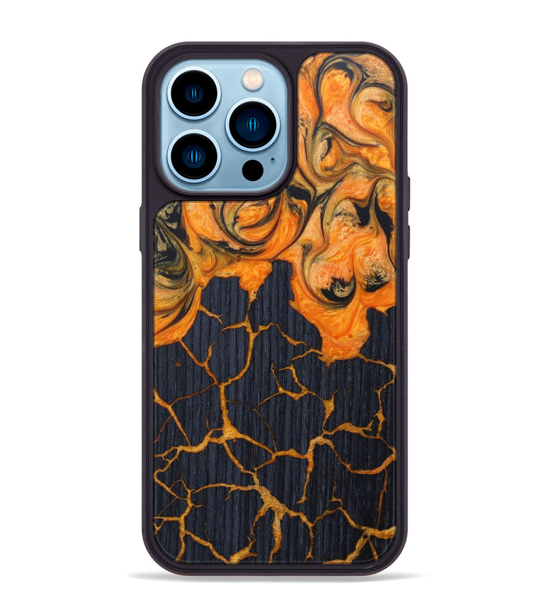 iPhone 14 Pro Max Wood+Resin Phone Case - Braylee (Lava, 624917)
