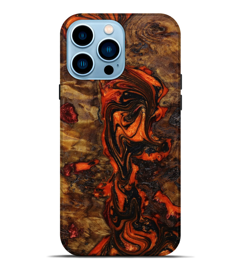 iPhone 14 Pro Max Wood+Resin Live Edge Phone Case - Kyleigh (Red, 646321)