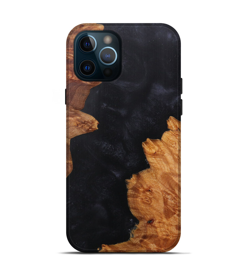 iPhone 12 Pro Wood+Resin Live Edge Phone Case - Lary (Pure Black, 597311)