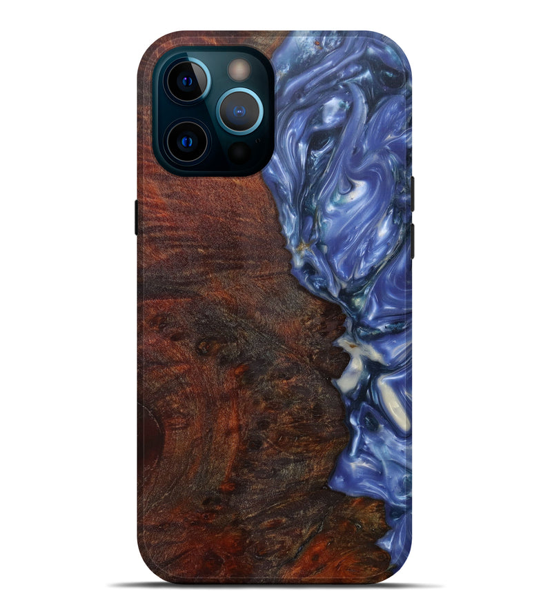 iPhone 12 Pro Max Wood+Resin Live Edge Phone Case - Vanni (Light Blue, 596663)