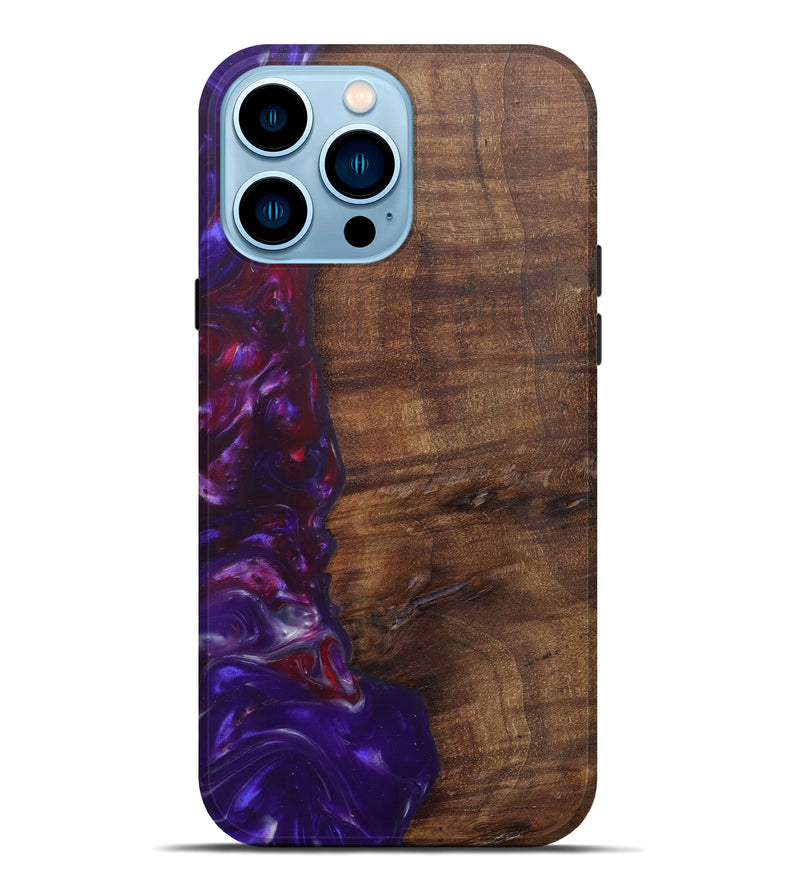 iPhone 14 Pro Max Wood+Resin Live Edge Phone Case - Nashib (Purple, 600533)