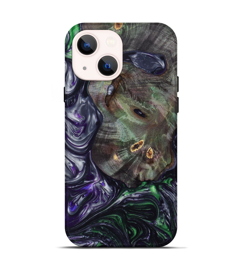 iPhone 13 Wood+Resin Live Edge Phone Case - Maximilian (Green, 630119)