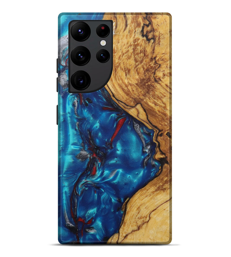 Galaxy S22 Ultra Wood+Resin Live Edge Phone Case - Brear (Light Blue, 582847)