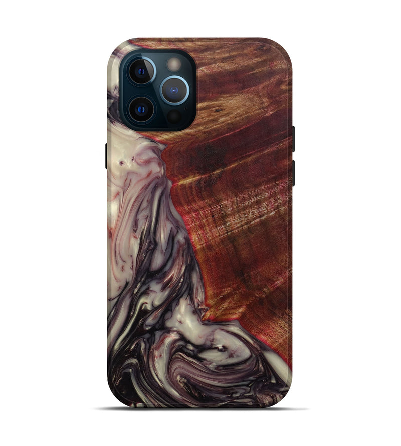 iPhone 12 Pro Wood+Resin Live Edge Phone Case - Faizal (Dark Red, 593784)
