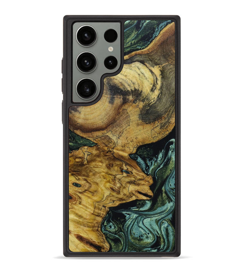 Galaxy S23 Ultra Wood+Resin Phone Case - Jeannine (Green, 644737)
