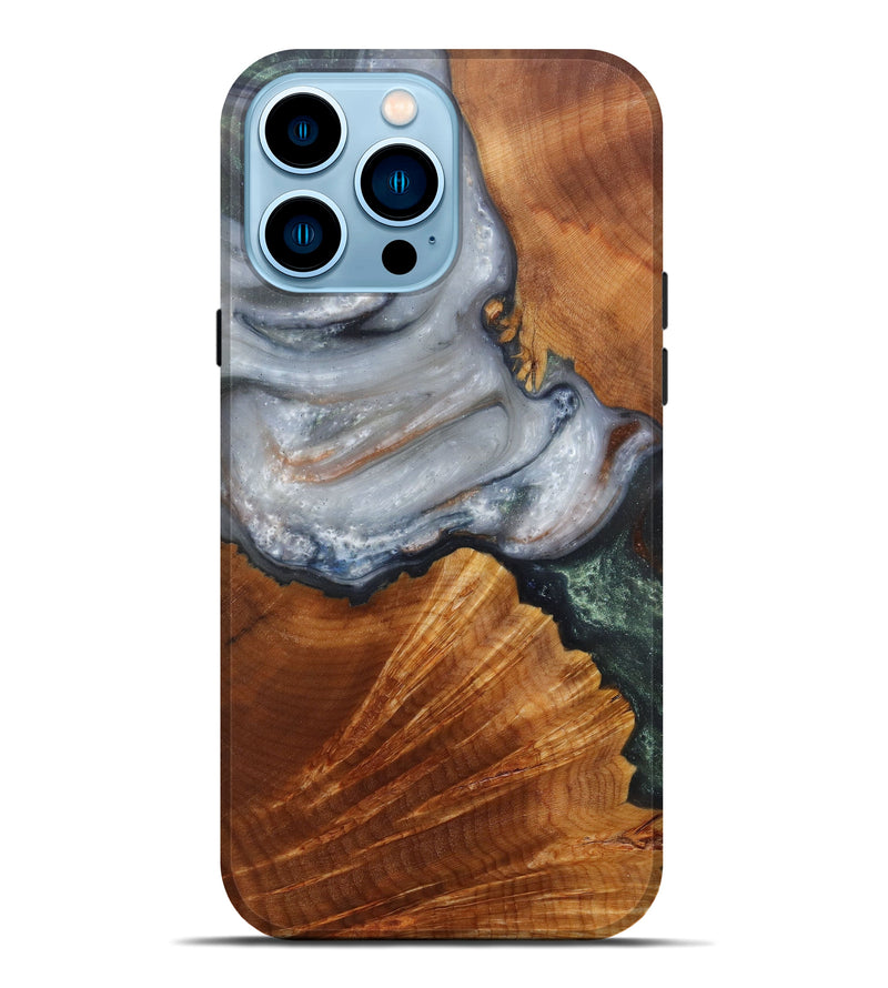 iPhone 14 Pro Max Wood+Resin Live Edge Phone Case - Nicol (Dark Green, 597346)