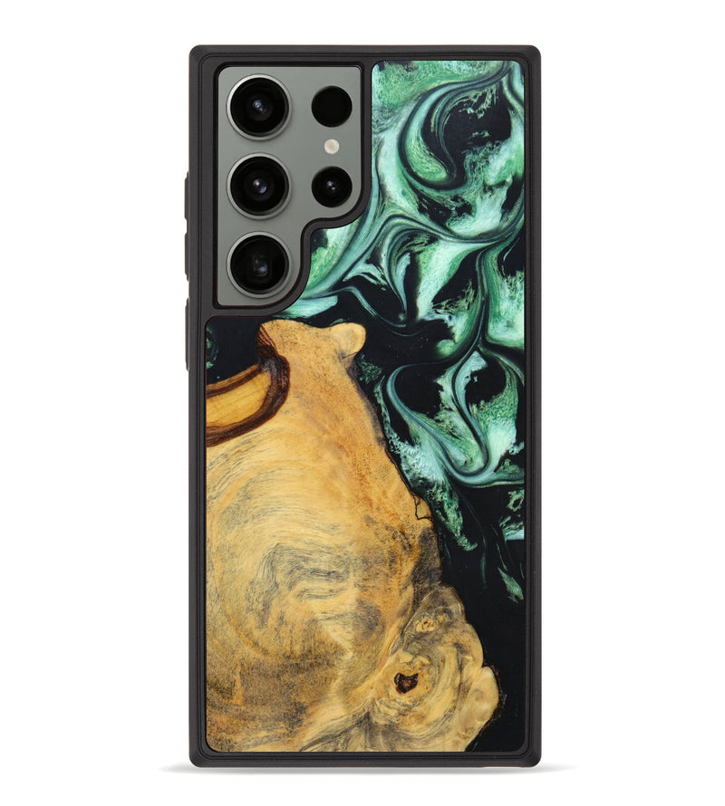 Galaxy S23 Ultra Wood+Resin Phone Case - Hadassah (Green, 631707)