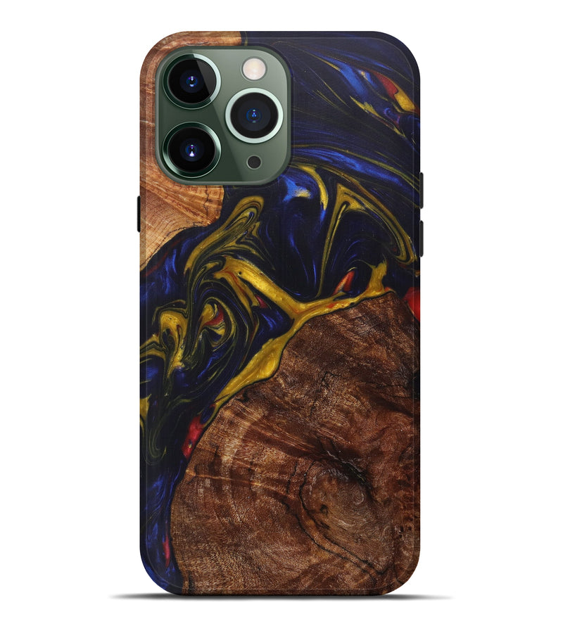 iPhone 13 Pro Max Wood+Resin Live Edge Phone Case - Mathew (Blue, 616712)