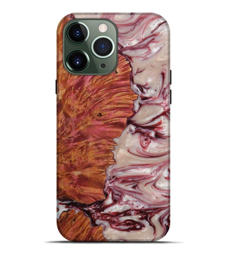 iPhone 13 Pro Max Wood+Resin Live Edge Phone Case - Sylas (Dark Red, 610778)