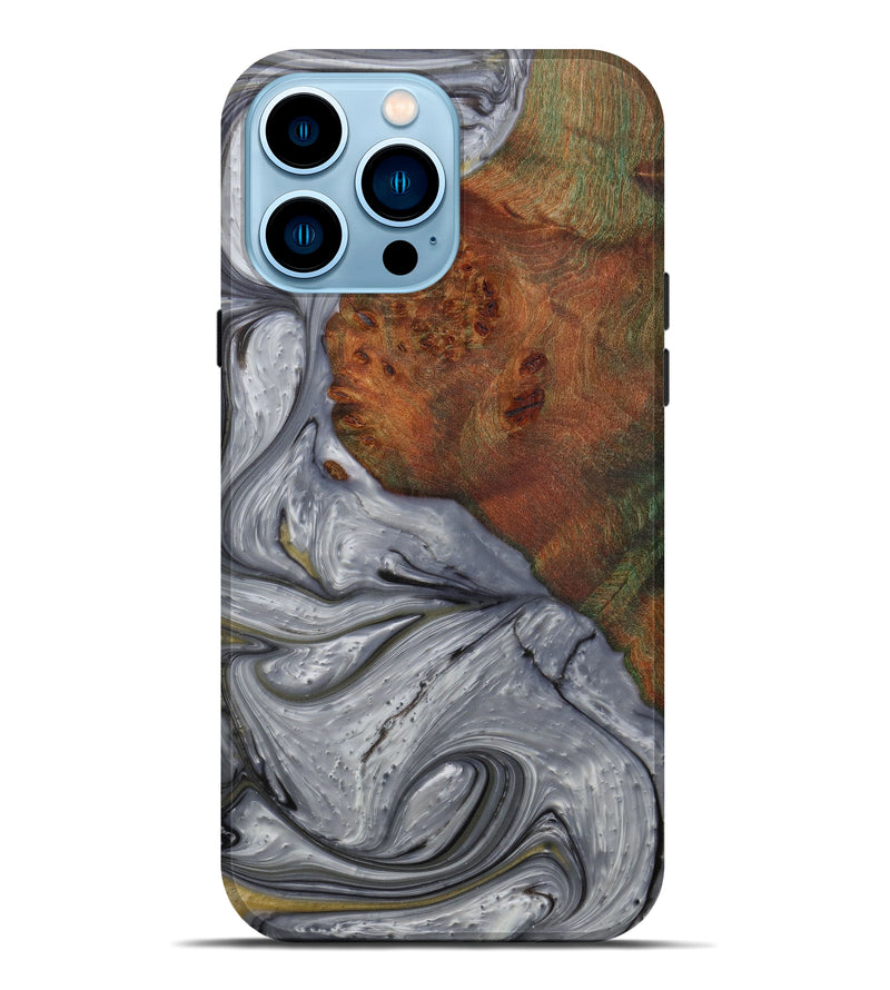 iPhone 14 Pro Max Wood+Resin Live Edge Phone Case - Sandie (Metallic, 585179)