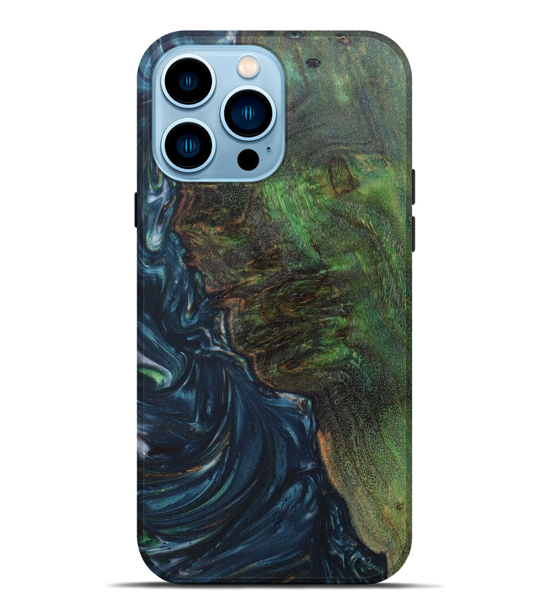 iPhone 14 Pro Max Wood+Resin Live Edge Phone Case - Raquel (Blue, 616934)
