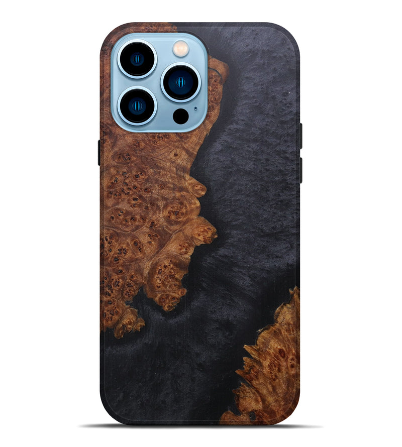 iPhone 14 Pro Max Wood+Resin Live Edge Phone Case - Guilford (Pure Black, 591421)
