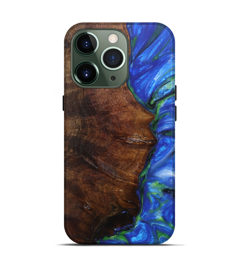 iPhone 13 Pro Wood+Resin Live Edge Phone Case - Niz (Light Blue, 605636)