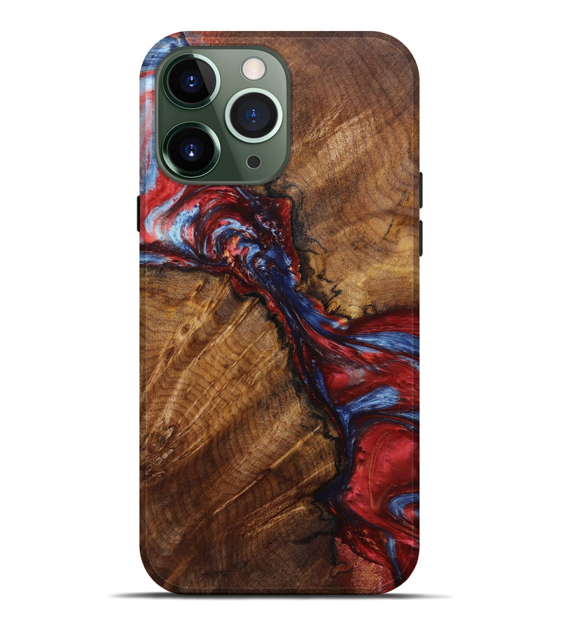 iPhone 13 Pro Max Wood+Resin Live Edge Phone Case - Leroy (Red, 637248)