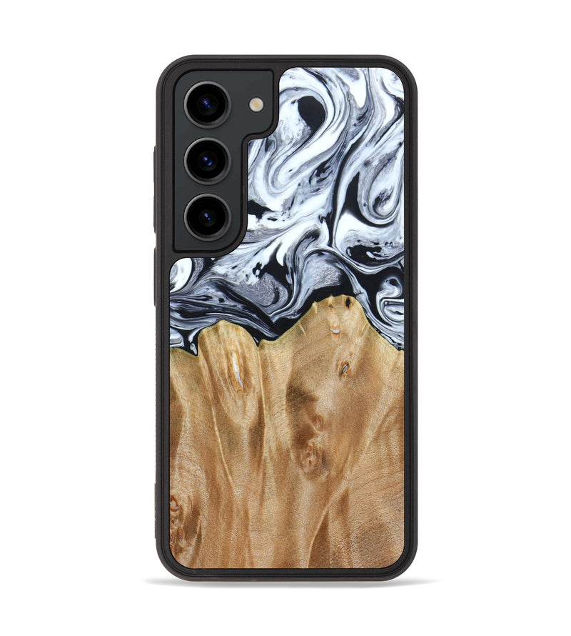 Galaxy S23 Wood+Resin Phone Case - Rene (Black & White, 640862)
