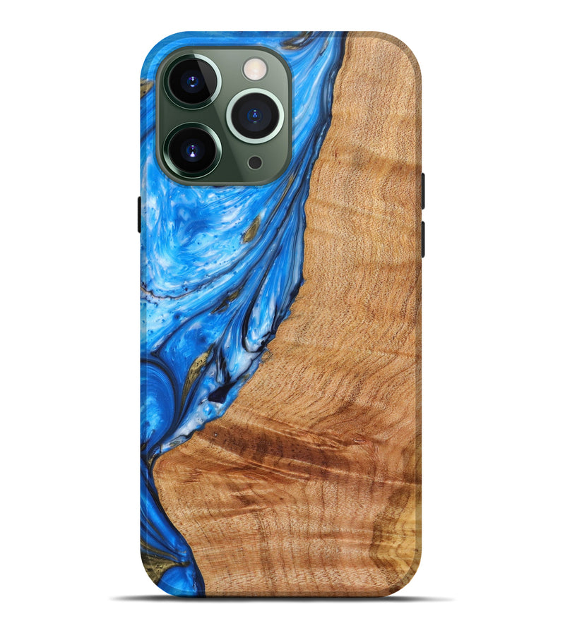 iPhone 13 Pro Max Wood+Resin Live Edge Phone Case - Keegan (Blue, 628965)