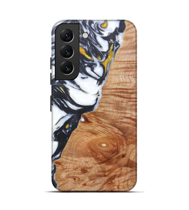 Galaxy S22 Wood+Resin Live Edge Phone Case - Amina (Black & White, 606495)