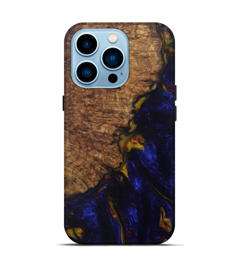 iPhone 14 Pro Wood+Resin Live Edge Phone Case - Preston (Dark Blue, 585573)