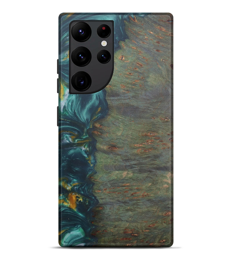 Galaxy S22 Ultra Wood+Resin Live Edge Phone Case - Manjinder (Dark Green, 577510)