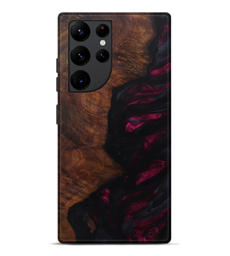 Galaxy S22 Ultra Wood+Resin Live Edge Phone Case - Kriste (Pure Black, 604545)