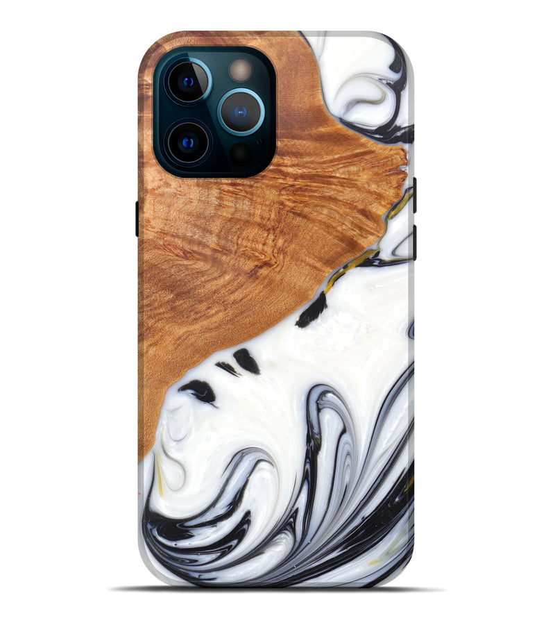 iPhone 12 Pro Max Wood+Resin Live Edge Phone Case - Vanna (Black & White, 606476)
