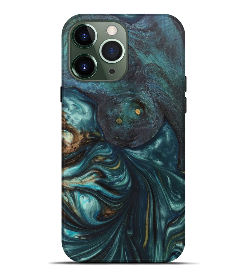 iPhone 13 Pro Max Wood+Resin Live Edge Phone Case - Garett (Green, 623701)