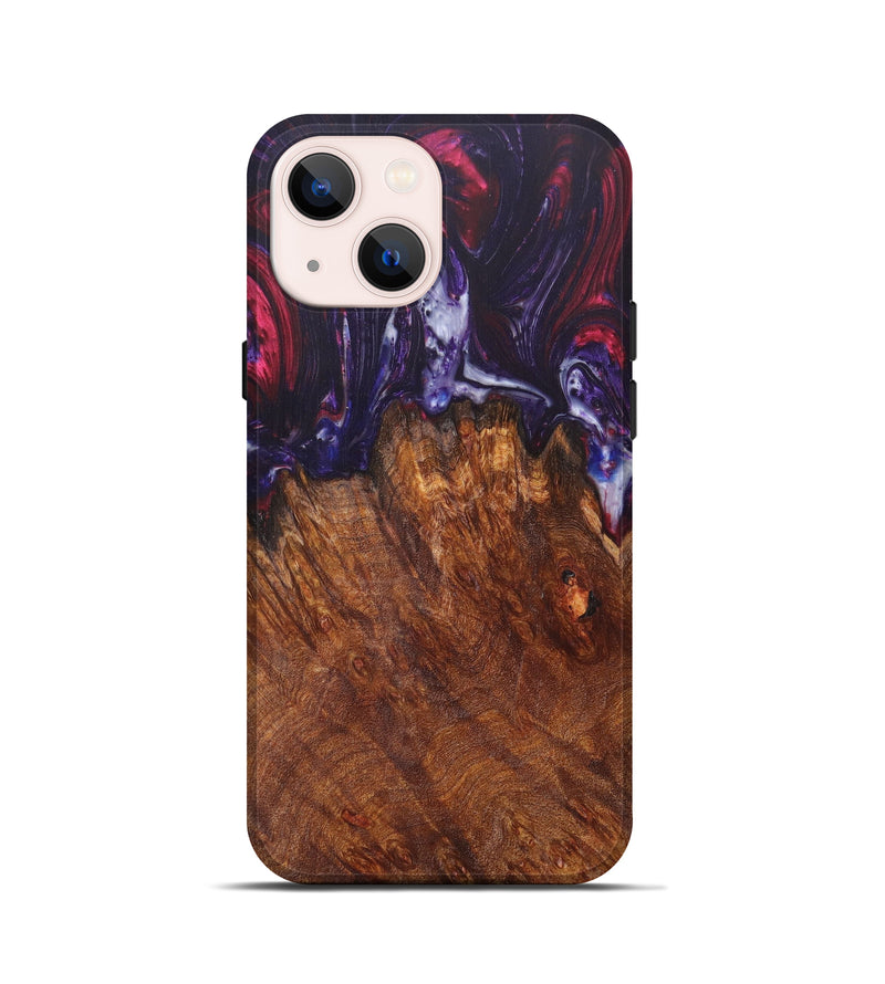iPhone 13 mini Wood+Resin Live Edge Phone Case - Marice (Dark Red, 607107)