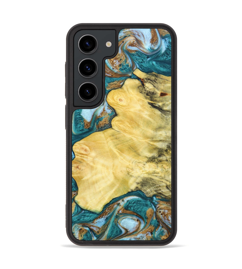 Galaxy S23 Wood+Resin Phone Case - Emily (Teal & Gold, 640957)