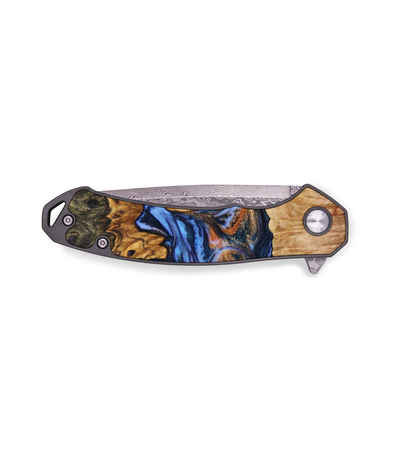 EDC Wood+Resin Pocket Knife - Whitney (Teal & Gold, 643167)