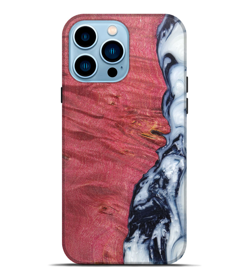 iPhone 14 Pro Max Wood+Resin Live Edge Phone Case - Saeed (Black & White, 606822)