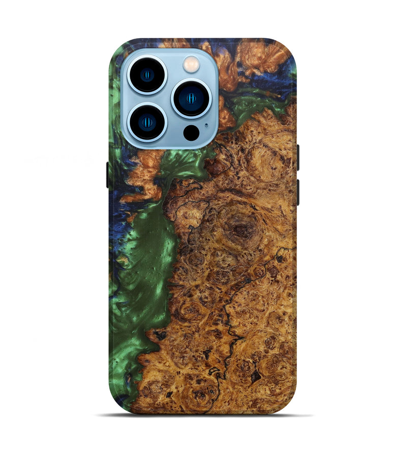 iPhone 14 Pro Wood+Resin Live Edge Phone Case - Aldo (Dark Green, 597362)