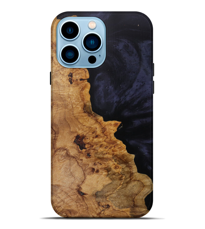 iPhone 14 Pro Max Wood+Resin Live Edge Phone Case - Sheri (Pure Black, 614965)