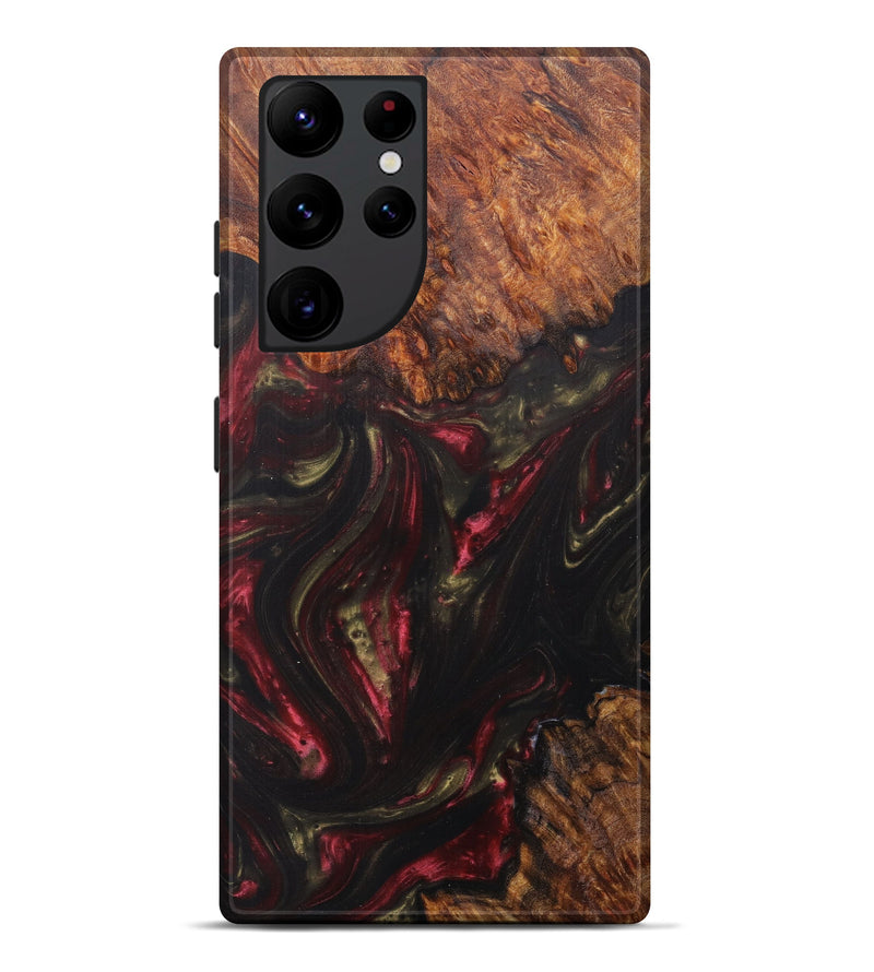 Galaxy S22 Ultra Wood+Resin Live Edge Phone Case - Laura (Dark Red, 608578)