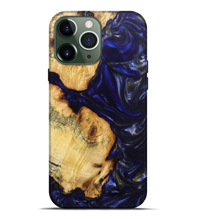 iPhone 13 Pro Max Wood+Resin Live Edge Phone Case - Hayes (Blue, 639353)