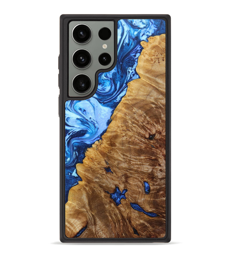 Galaxy S23 Ultra Wood+Resin Phone Case - Nicolette (Blue, 639823)