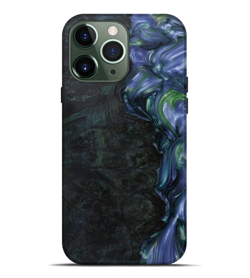 iPhone 13 Pro Max Wood+Resin Live Edge Phone Case - Aime (Light Blue, 582028)