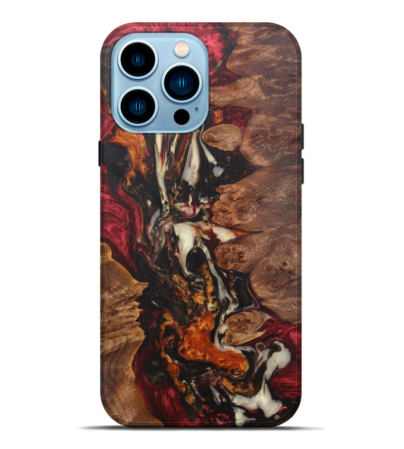 iPhone 14 Pro Max Wood+Resin Live Edge Phone Case - Ehi (Dark Red, 593753)