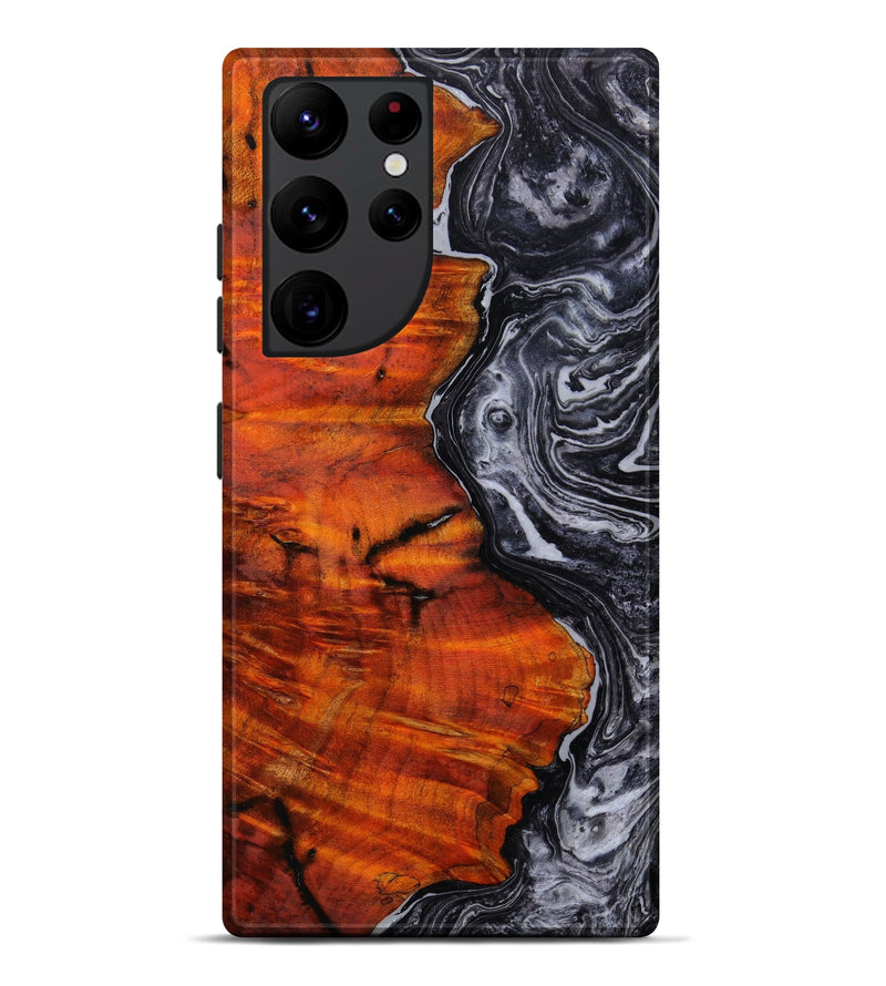 Galaxy S22 Ultra Wood+Resin Live Edge Phone Case - Sheena (Black & White, 643459)