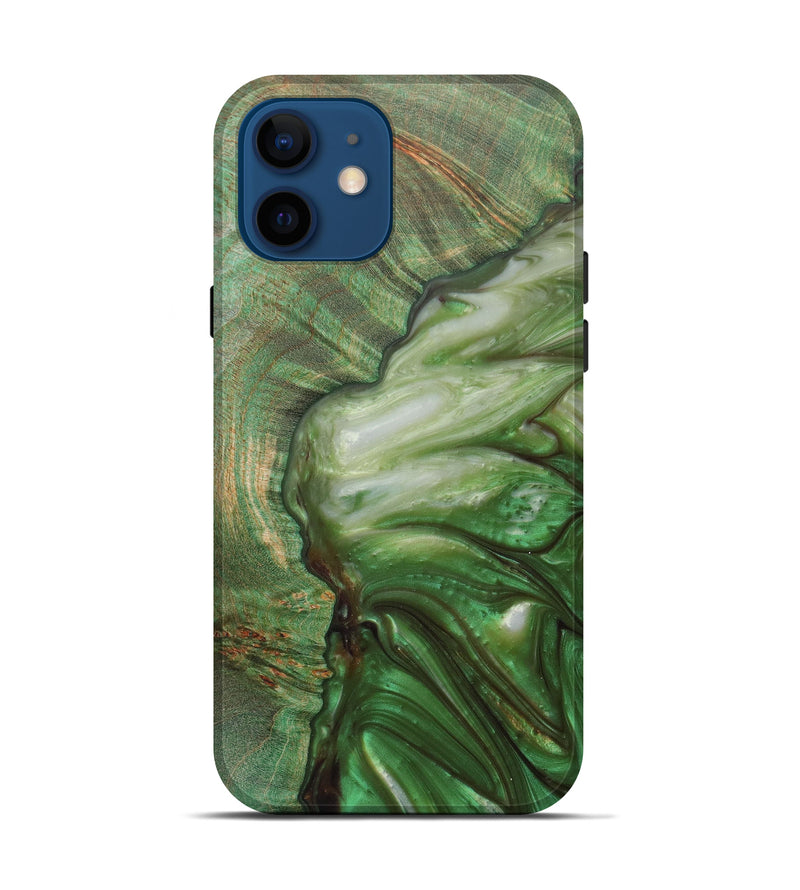 iPhone 12 Wood+Resin Live Edge Phone Case - Gaffney (Dark Green, 601230)