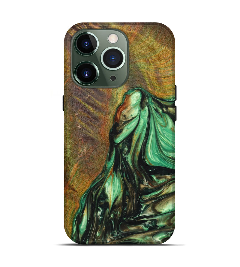 iPhone 13 Pro Wood+Resin Live Edge Phone Case - Roseann (Green, 630449)