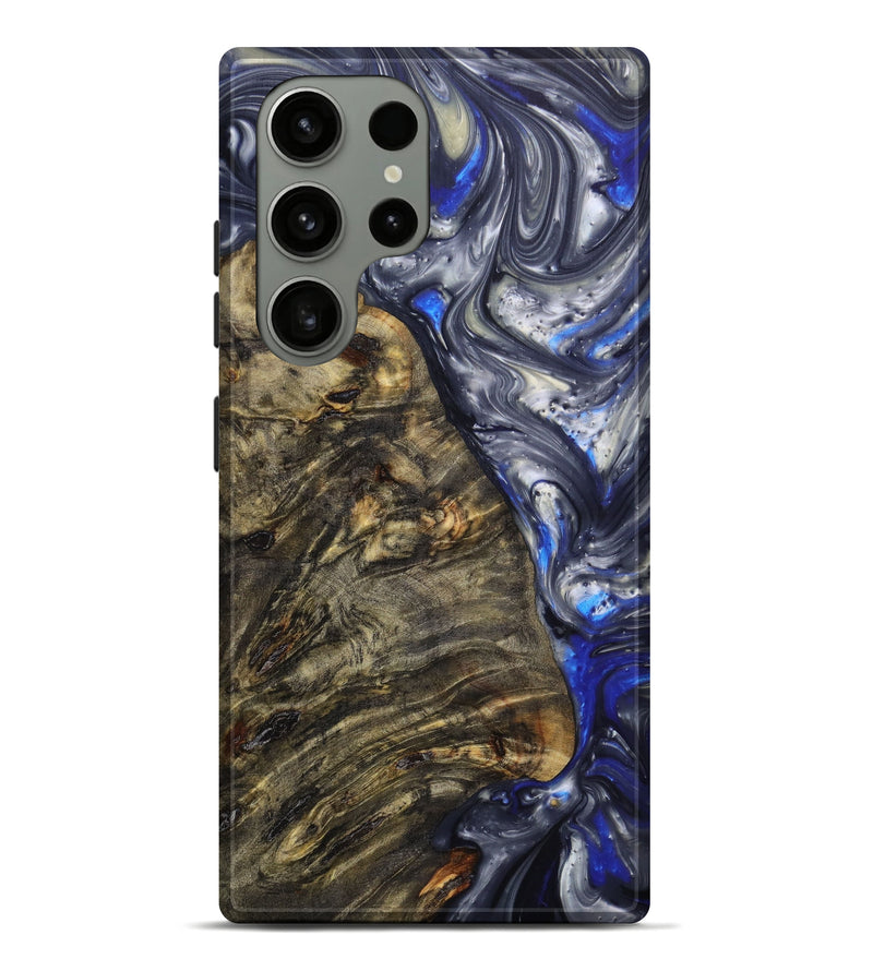 Galaxy S23 Ultra Wood+Resin Live Edge Phone Case - Sallie (Blue, 637726)
