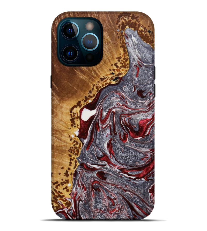 iPhone 12 Pro Max Wood+Resin Live Edge Phone Case - Bob (Red, 645974)