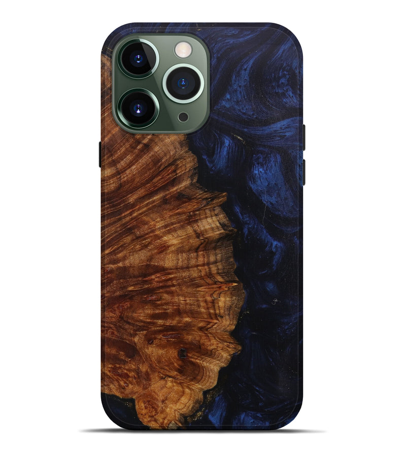 iPhone 13 Pro Max Wood+Resin Live Edge Phone Case - Lyman (Dark Blue, 610400)