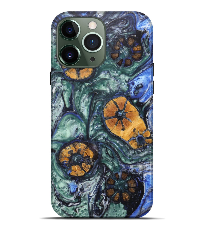 iPhone 13 Pro Max Wood+Resin Live Edge Phone Case - Jules (Light Blue, 605635)