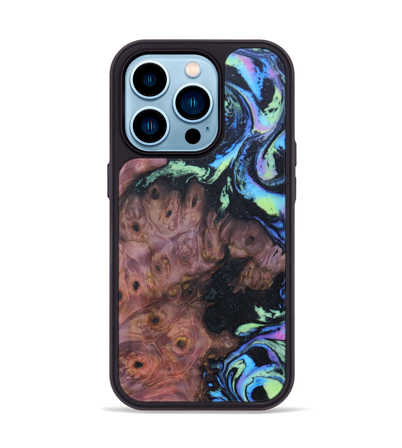 iPhone 14 Pro Wood+Resin Phone Case - Emilia (Aurora, 617665)