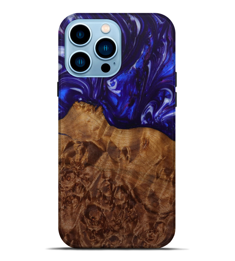 iPhone 14 Pro Max Wood+Resin Live Edge Phone Case - Infant (Blue, 619533)
